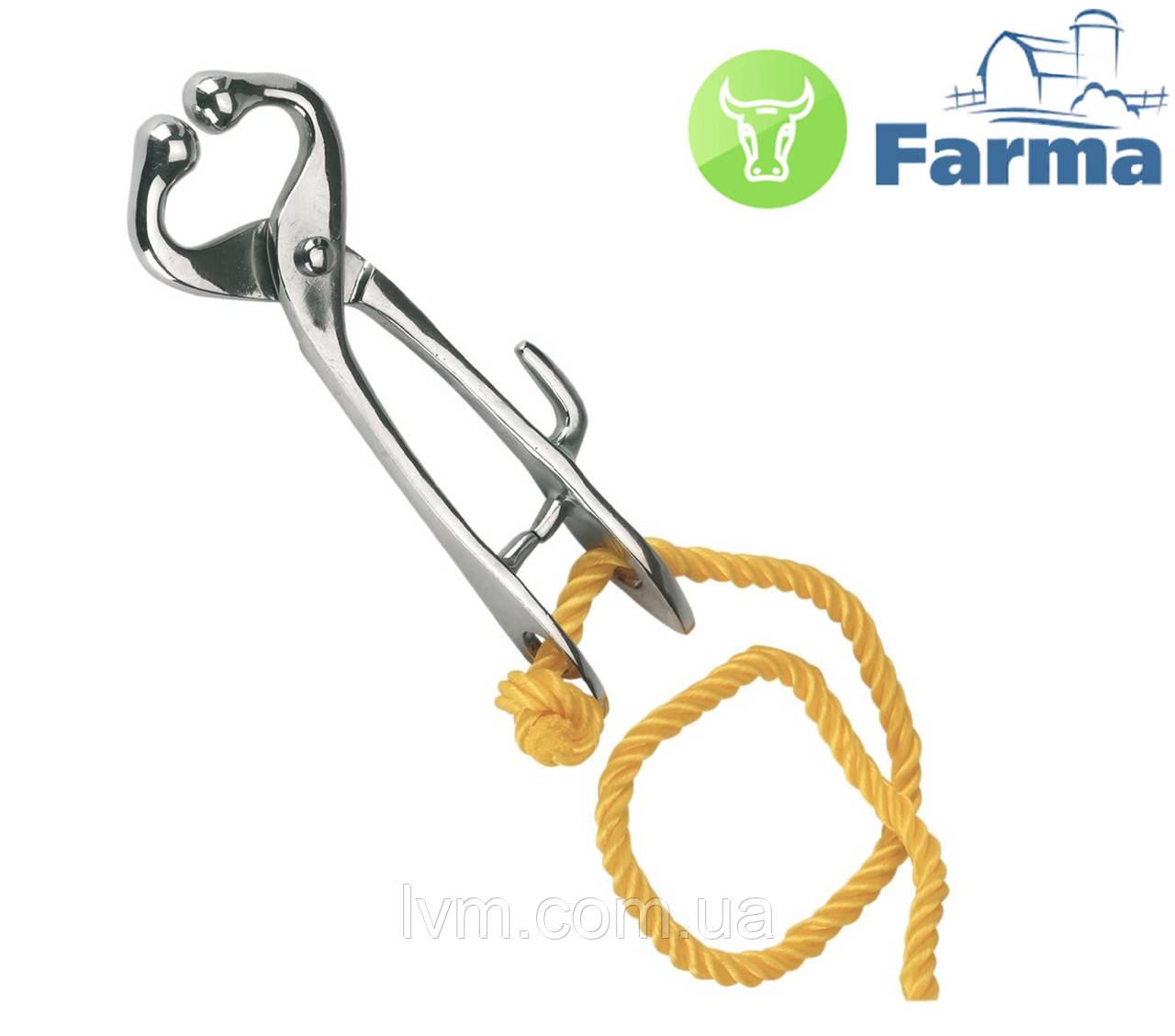 Щипці носові 21см з тросом 1.5 м, для фіксації корів "FARMA" (Нідерланди) ОРИГІНАЛ !