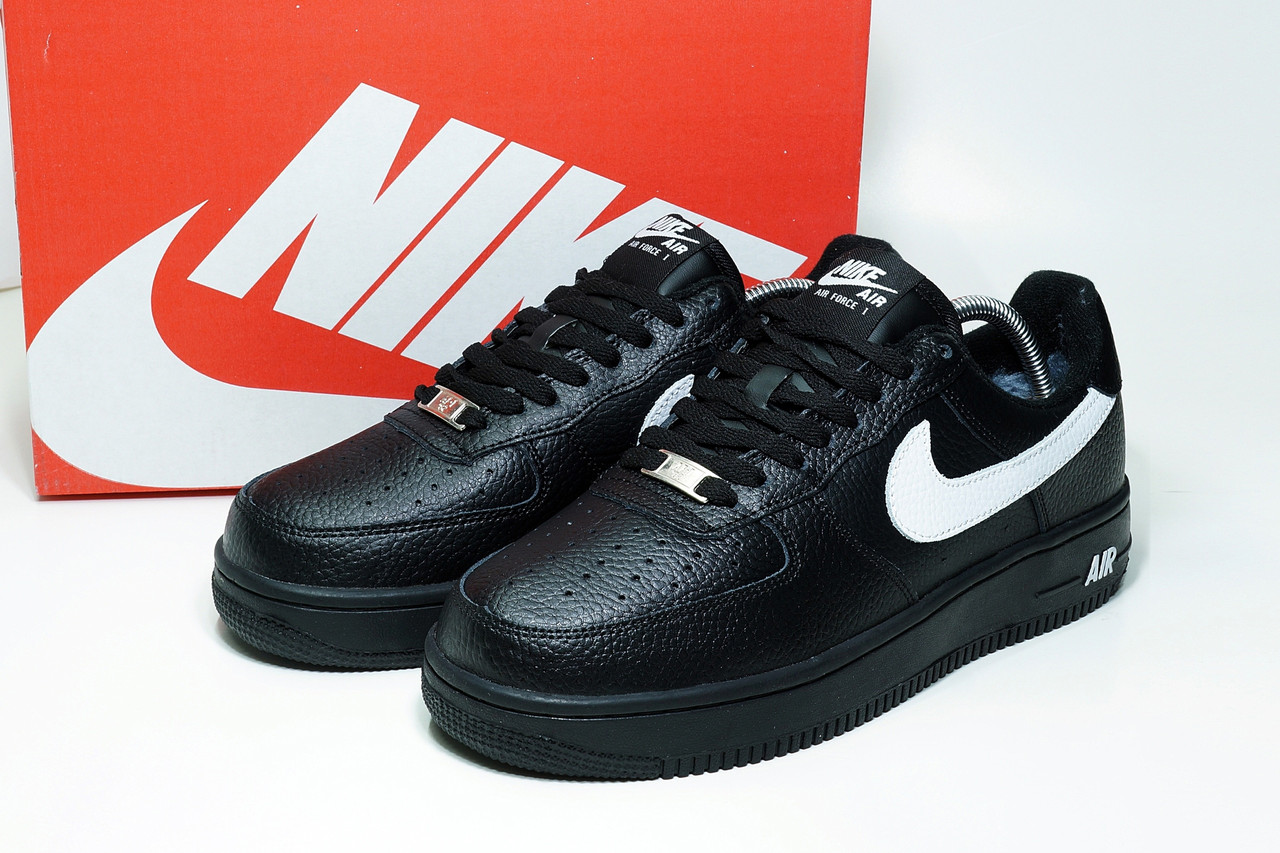 ПОВНА ОПЛАТА! ВЗУТТЯ З БРАКОМ! Чоловічі кросівки(на хутрі) Nike Air Force 1 чорні