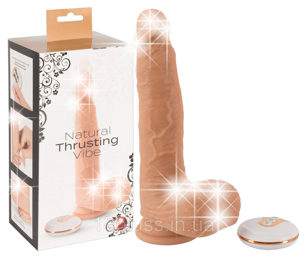 Реалістичний вібратор з функцією штовхання та дистанційним пультом керування Natural Thrusting Vibe, фото 1