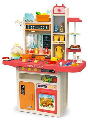 Кухня дитяча рожева з водою і парою 65 предметів, фото 1