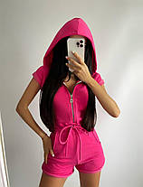 Комбінезон Люсі жіночий з капюшоном на блискавицях і куліскій на поясі різні кольори Df3908, фото 2