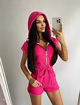 Комбінезон Люсі жіночий з капюшоном на блискавицях і куліскій на поясі різні кольори Df3908, фото 3