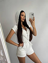 Комбінезон Люсі жіночий з капюшоном на блискавицях і куліскій на поясі різні кольори Df3908, фото 4