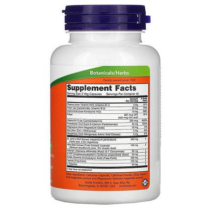 Вітамінно-мінеральний комплекс NOW Foods Mood Support with St. John's Wort 90 veg caps, фото 2
