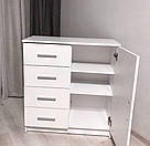 Комод для речей із 4 шухлядами та 3 закритими полицями з дверцями з ламінованого ДСП Сучасні комоди у спальню, фото 8