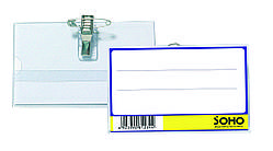 Бейдж із затискачем і шпилькою, 90*57 мм, горизонтальний Soho, SH-005
