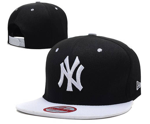 Кепка Snapback New York Yankees NY MLB Нью-Йорк Янкіз Чорна з білим Козирком, фото 1