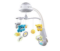 Мобіль-карусель Baby Mix FS-35604 Ведмедики Сірий пластиковий із проєктором + 9 іграшок і 4 типи мелодій