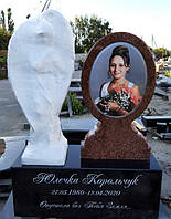 Дитячий пам'ятник з граніту зі скульптурою ангела №211 9