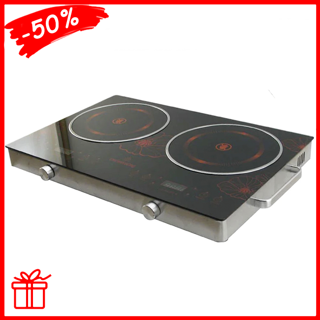 Індукційна плита на дві конфорки Crownberg CB-1327, інфрачервона ...