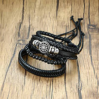 Браслет шкіряний "Сонце" Type W Black, фото 8