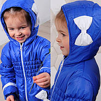 Пальто дитяче блакитне для дівчинки демісезонне з плащової тканини на підкладці, фото 2