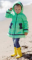 Пальто на дівчинку демісезонне з капюшоном вік від півроку до 6 років м'ятного кольору, фото 2