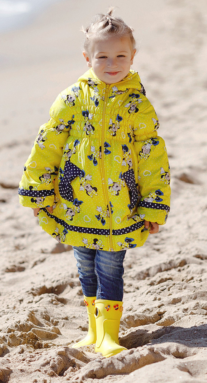 Курточка на дівчинку демісезонна вік від півроку до 5 років жовтого кольору