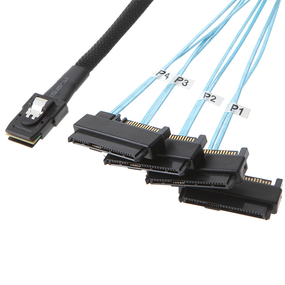 Кабель Mini SAS SFF-8087 на 4 диска SATA / SAS SFF-8482 90 см з харчуванням
