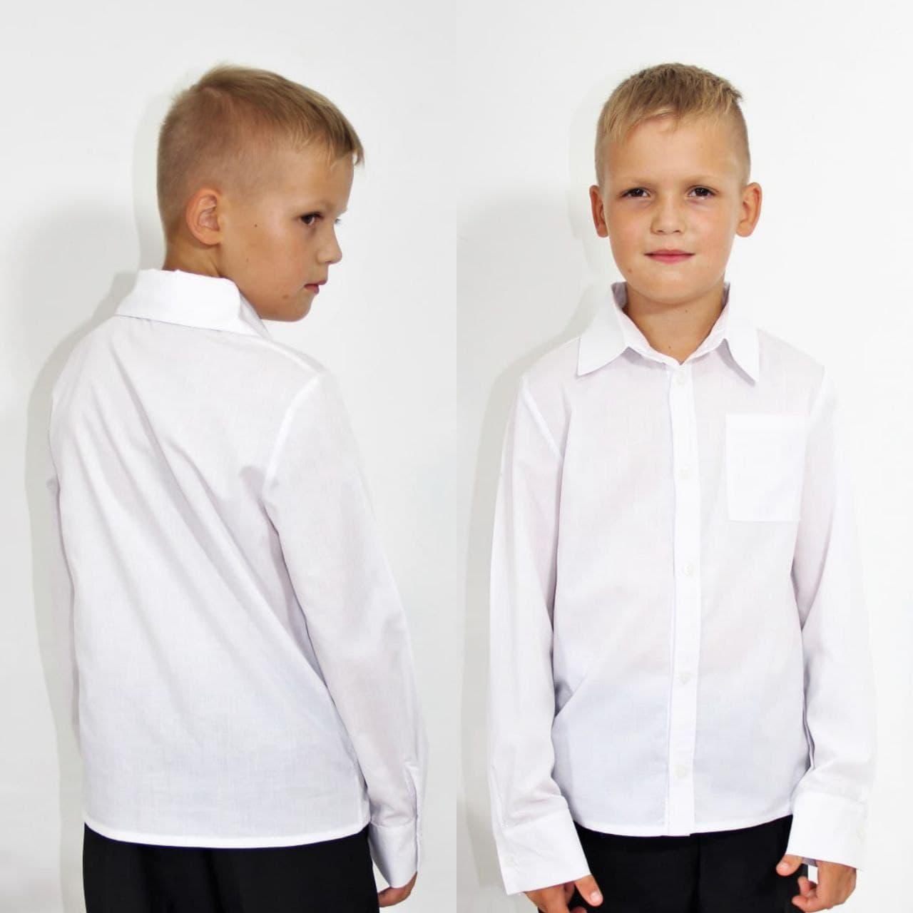 Сорочка з довгим рукавом для хлопчика вік від 6 до 12 років Класична білого кольору