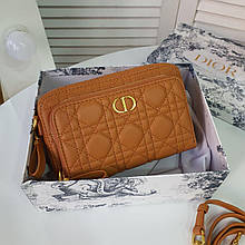 Шкіряна жіноча якісна сумка Dior (Діор) репліка клас ААА руда