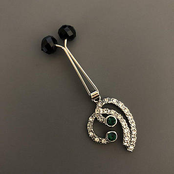 Брошка срібляста кліпса з підвіскою для хусток + -6см