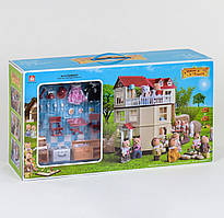 Дитячий іграшковий ляльковий будиночок Вілла "Щаслива сім'я" 012-10 меблів, 2 фігурки, підсвітка