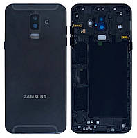 Крышка задняя в сборе с кнопками и шлейфами Samsung A605 Galaxy A6+ (2018) Черная оригинал PRC