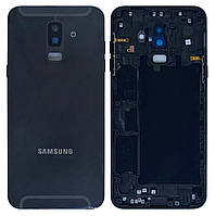 Кришка задня в зборі з кнопками та шлейфами Samsung A605 Galaxy A6+ (2018) Чорна оригінал PRC