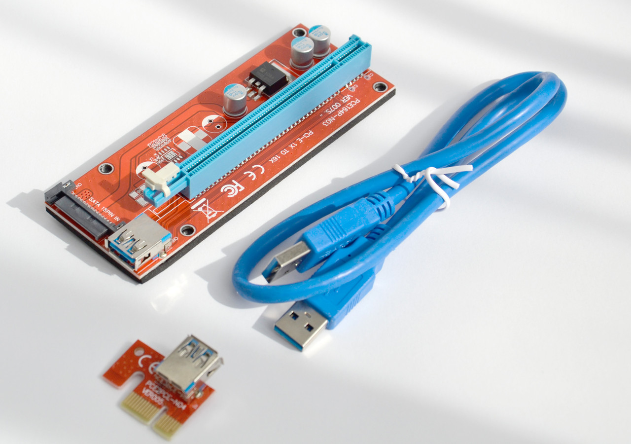 Райзер SATA v007S USB 3.0 PCI-E 1X - 16X Riser для відеокарт 60см adapter PCI express плата розширення прямої