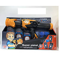 Автомат помповий 29см,кульки м'які 12шт,мішень 3шт,в кор-ці,31х20х6,5см №YG07P(24)