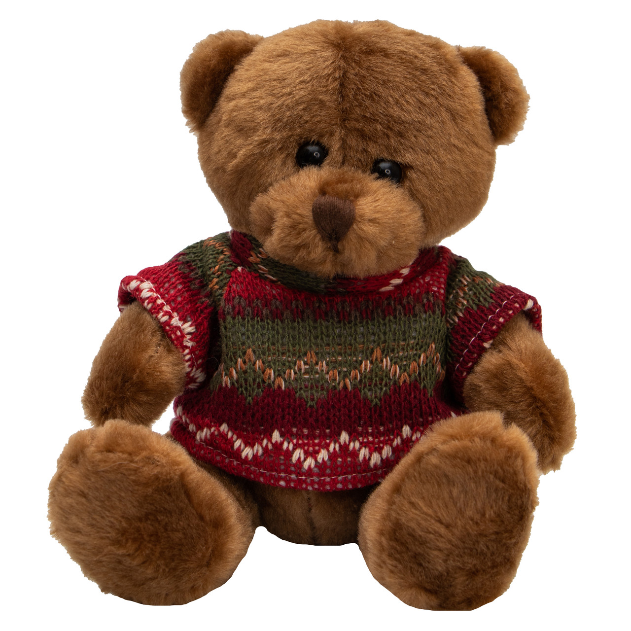 М'яка іграшка - ведмедик у светрі, 15 см, коричневий, плюш (395049)
