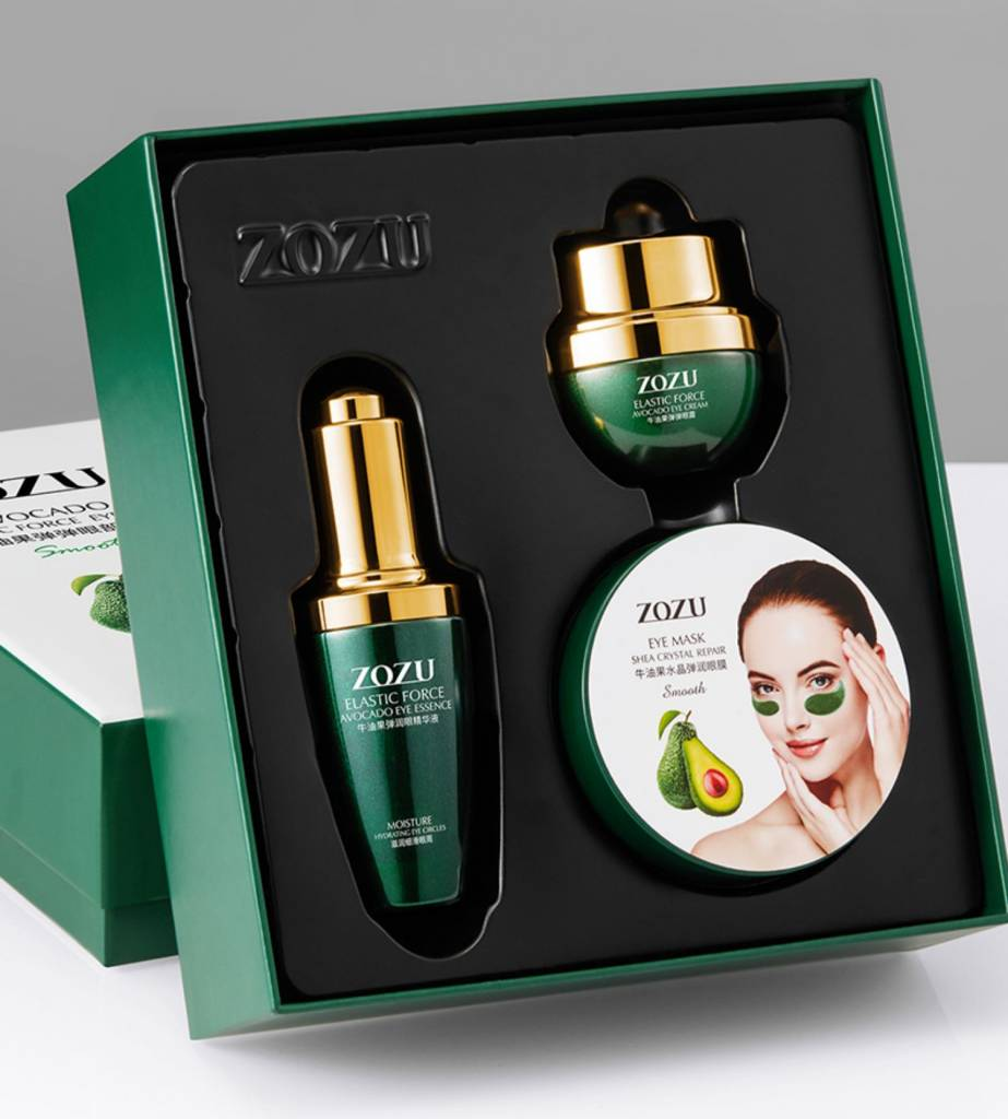 Набір подарунковий для очей ZoZu Elastic Force Avocado Bouncing Eye Care Set of 3 з олією авокадо та вітамінами