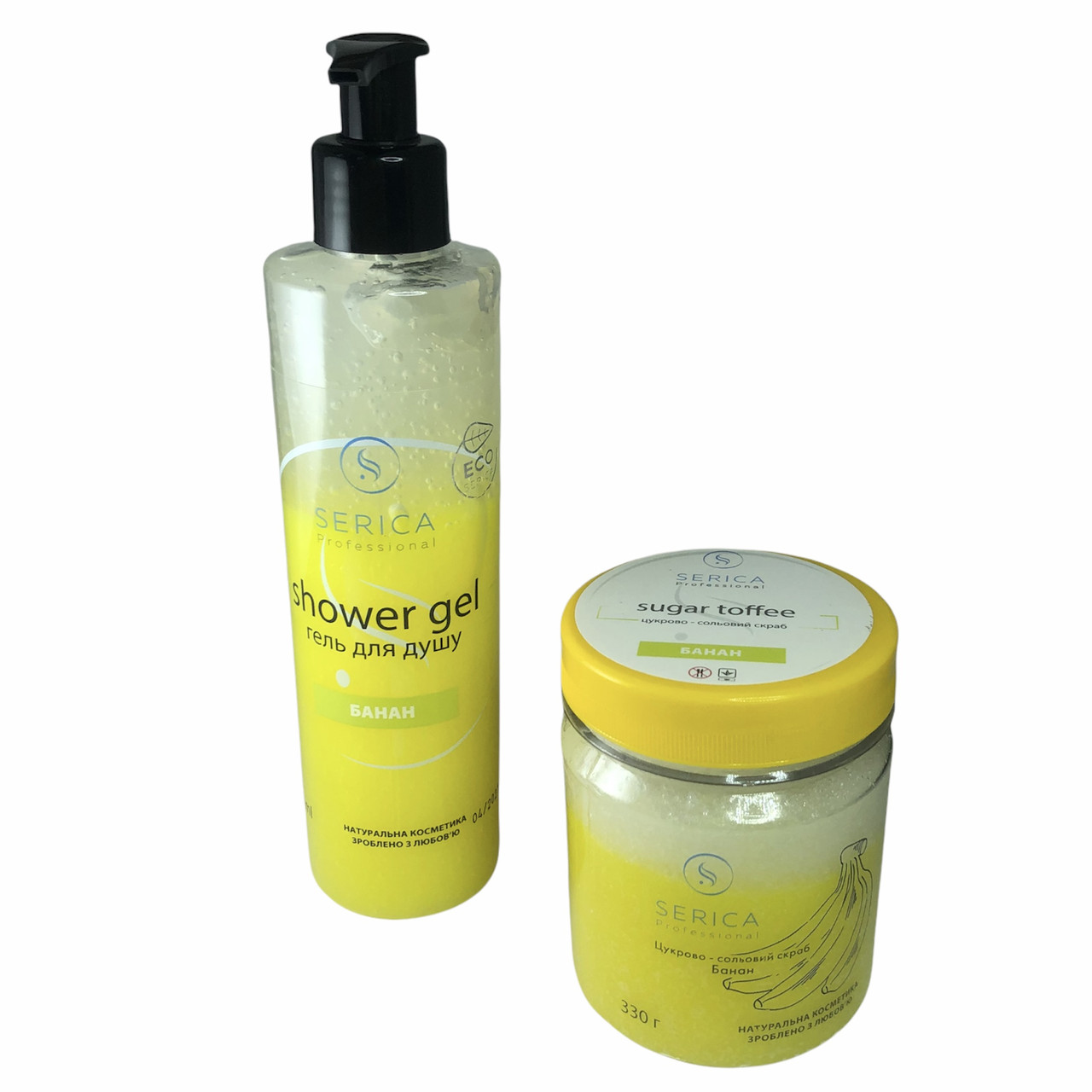 Сольовий скраб для тіла та гель для душу набір Serica банан, фото 1