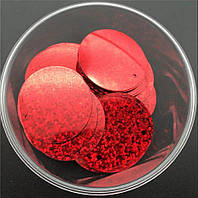 Пайетки круглые 50 мм, красные, голограмма