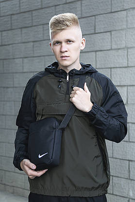 Костюм Спортивний Nike чоловічий House Найк хакі чорний + Барсетка анорак + штани осінній весняний річний, фото 3
