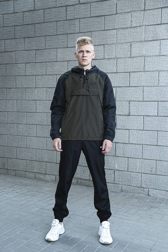 Костюм Спортивний Nike чоловічий House Найк хакі чорний + Барсетка анорак + штани осінній весняний річний, фото 2
