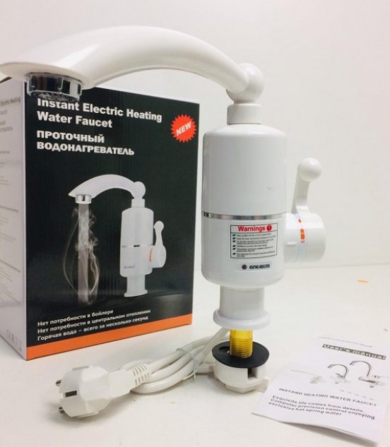 Електричний проточний електро водонагрівач води 3кВт на кран для кухні INSTANT WATER HEATING RX-005 (3417)