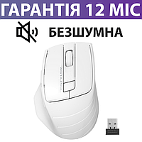 Безпровідна мишка A4Tech FG30S, біла, тиха/безшумна, бездротова комп'ютерна миша для ПК та ноутбука