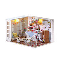 Кукольный дом DIY Cute Room QT-010-B Happy Birthday детский деревянный конструктор 3D румбокс