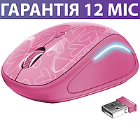 Безпровідна мишка Trust Yvi FX, рожева з підсвічуванням, бездротова комп'ютерна миша для ПК та ноутбука