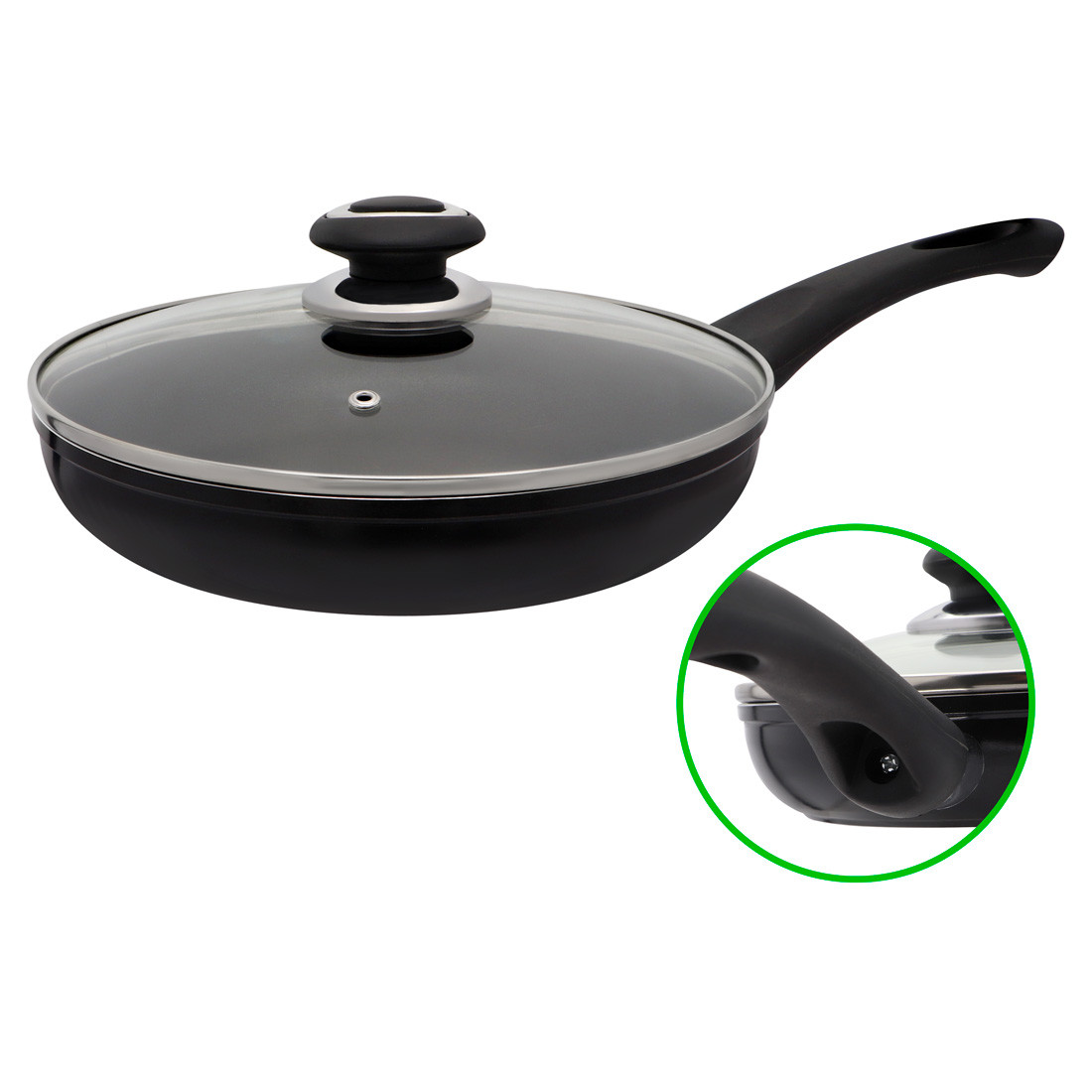 Сковорода з тефлоновим покриттям D 28 Чорна FPN-281 - "I" Індукція, фото 1