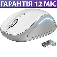 Безпровідна мишка Trust Yvi FX, біла з підсвічуванням, бездротова комп'ютерна миша для ПК та ноутбука