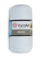 Пряжа трикотажная YarnArt Ribbon Ярнарт Риббон 60% Хлопок - 40% вискоза, полиэстер, Турция 751- белый