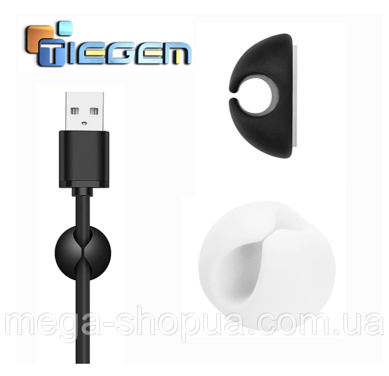 Тримач органайзер для кабелів дротів Tiegem 1-Clips 1 шт. Білий, фото 1