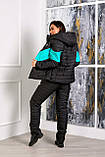 Зимовий стильний теплий жіночий лижний синтепоновий костюм великих розмірів з яскравими вставками. Арт-1207/29, фото 4