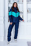 Зимовий стильний теплий лижний жіночий синтепоновий костюм із яскравими вставками на куртці (р.42-48). Арт-1207/29, фото 3