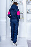 Зимовий стильний теплий лижний жіночий синтепоновий костюм із яскравими вставками на куртці (р.42-48). Арт-1207/29, фото 2