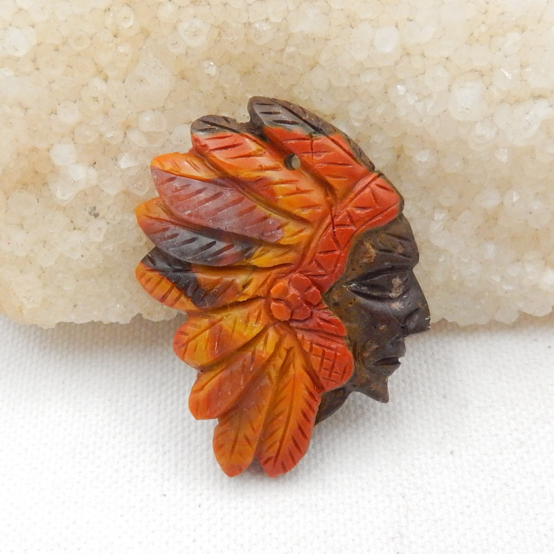 Кулон Індець із натурального Агата. Ручна робота.  Вага 18 грамів, розміри: 45 x 38 x 8mm., фото 1