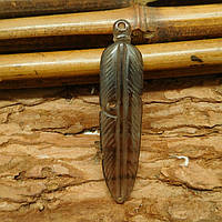 Кулон Перо Птахи з Раухтопазу (Димчастого кварцу). Ручна робота. Вага 7.2 грама, розміри: 63 x 14 x 4mm.