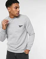 Свитшот серый REEBOK Sweatshirt мужской, Кофта с принтом Рибок, Свитер Пуловер мужской, Толстовка демисезонная