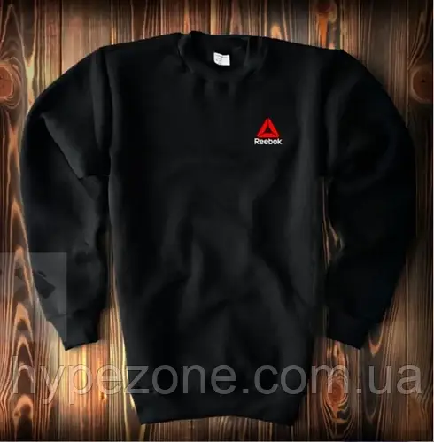 Світшот чорний REEBOK Sweatshirt  чоловічий, Спортивна кофта, Толстовка з логотипом Рібок, Светр Пуловер чоловічий, фото 1
