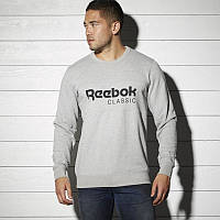 Світшот сірий REEBOK Sweatshirt чоловічий, Кофта з принтом Рібок, Светр Пуловер чоловічий, Толстовка демісезонна