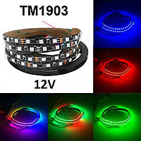 Адресная светодиодная лента LEDTech 12v TM1903 60led/m ip20 smart pixel strip Черный